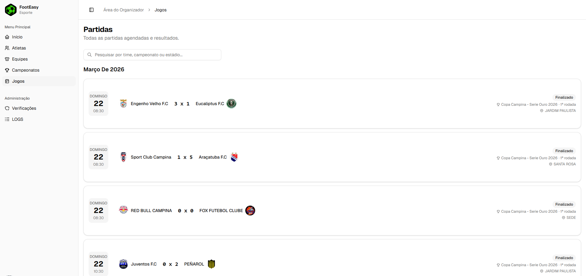 FootEasy - Gestão de Campeonatos screenshot